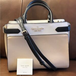 Kate Spade New York Staci shoulder bag warm beige, white&black color block style